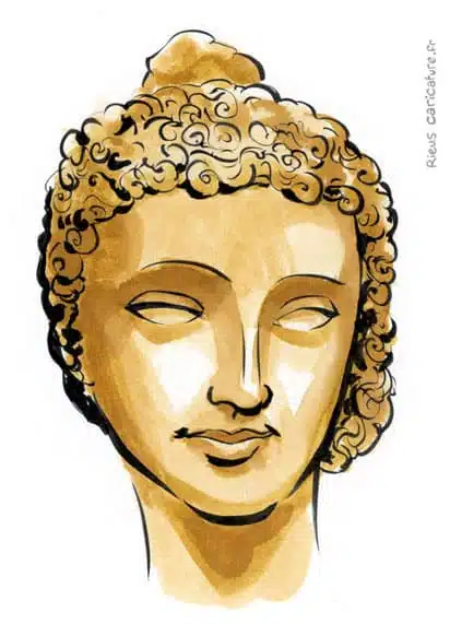 Ritratto ad acquerello seppia di Kanishka — Roi Kushan — Ier-IIe s. · Sébastien Rieu