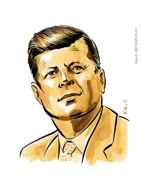 Ritratto ad acquerello seppia di John F. Kennedy — 35e Président — 1917–1963 · Sébastien Rieu