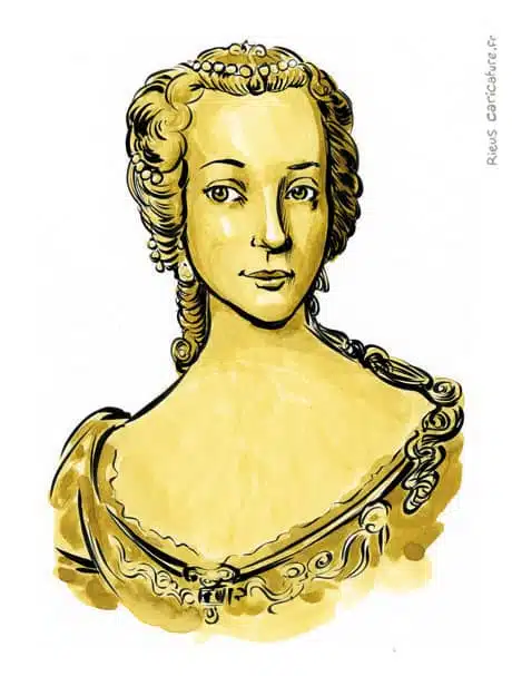 Ritratto ad acquerello seppia di Marie-Thérèse — Impératrice — 1717–1780 · Sébastien Rieu