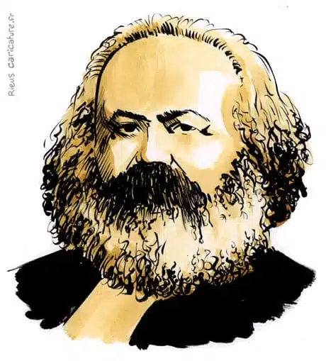 Ritratto ad acquerello seppia di Karl Marx — Philosophe — 1818–1883 · Sébastien Rieu