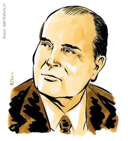 Ritratto ad acquerello seppia di François Mitterrand — Président — 1916–1996 · Sébastien Rieu