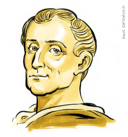 Ritratto ad acquerello seppia di Montesquieu — Philosophe — 1689–1755 · Sébastien Rieu