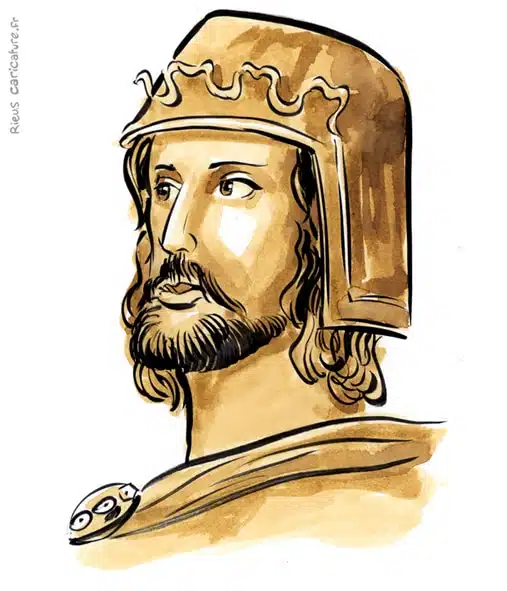 Ritratto ad acquerello seppia di Ottone I di Sassonia — Empereur germanique — 912–973 · Sébastien Rieu