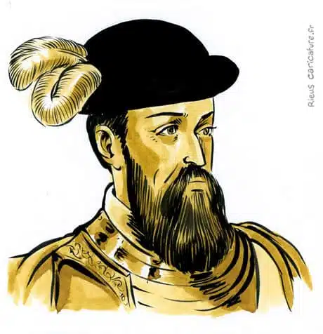 Ritratto ad acquerello seppia di Francisco Pizarro — Conquistador — 1471–1541 · Sébastien Rieu