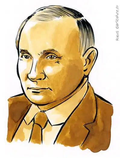 Ritratto ad acquerello seppia di Vladimir Putin — Président — 1952– · Sébastien Rieu