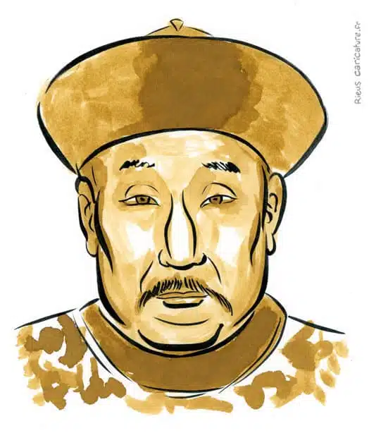 Ritratto ad acquerello seppia di Qianlong — Empereur Qing — 1711–1799 · Sébastien Rieu