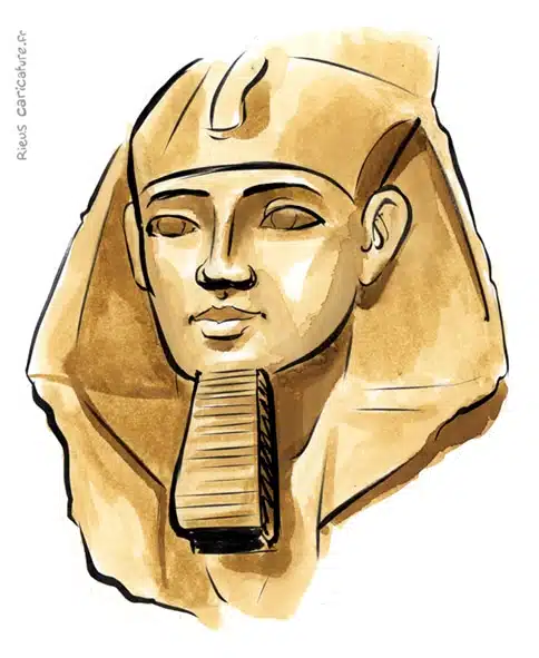 Ritratto ad acquerello seppia di Ramsès II — Pharaon — ~1303–1213 av. J.-C. · Sébastien Rieu