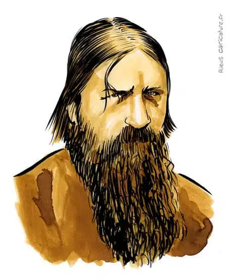 Ritratto ad acquerello seppia di Grigorij Rasputin — Mystique — 1869–1916 · Sébastien Rieu