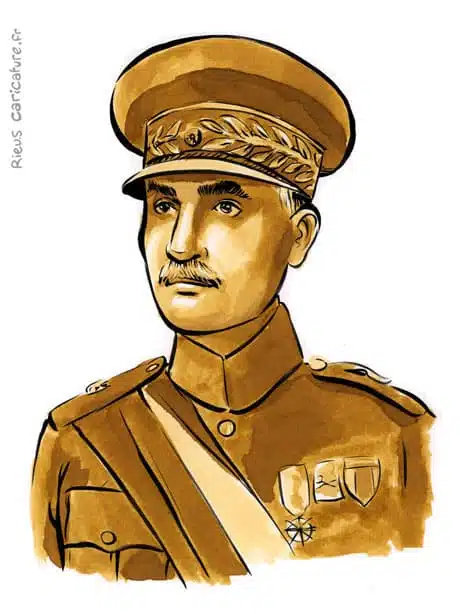 Ritratto ad acquerello seppia di Reza Shah — Shah — 1878–1944 · Sébastien Rieu