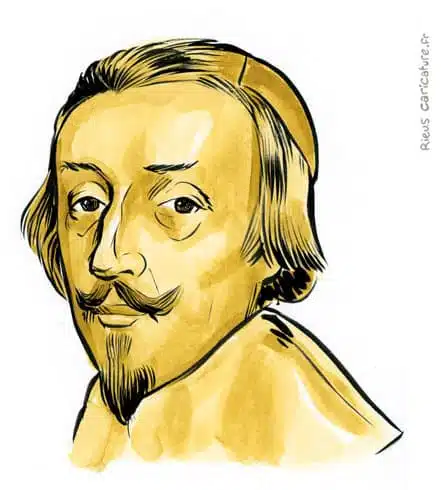Ritratto ad acquerello seppia di Armand-Jean du Plessis de Richelieu — Ministre — 1585–1642 · Sébastien Rieu