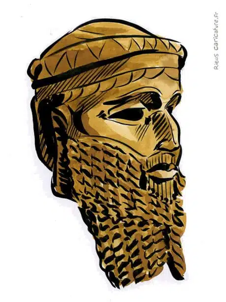 Ritratto ad acquerello seppia di Sargon d'Akkad — 1er Empire — ~2334–2279 av. J.-C. · Sébastien Rieu