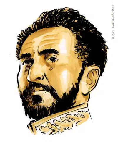 Ritratto ad acquerello seppia di Hailé Sélassié — Empereur — 1892–1975 · Sébastien Rieu