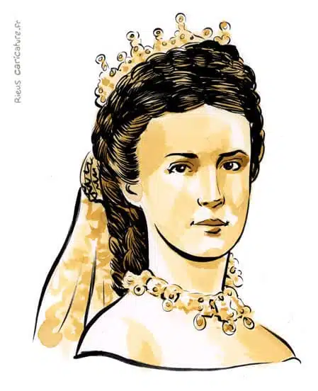 Ritratto ad acquerello seppia di Sissi — Impératrice — 1837–1898 · Sébastien Rieu