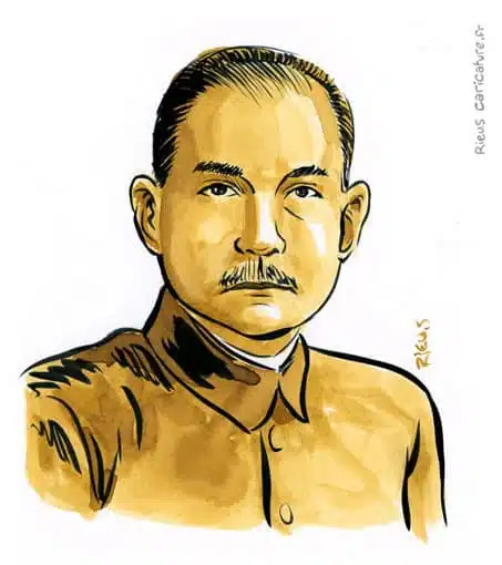 Ritratto ad acquerello seppia di Sun Yat-sen — Père de la Chine moderne — 1866–1925 · Sébastien Rieu