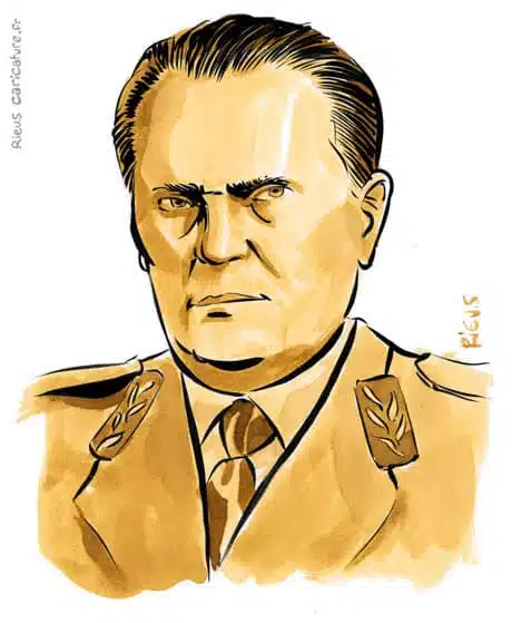 Ritratto ad acquerello seppia di Josip Broz Tito — Président — 1892–1980 · Sébastien Rieu