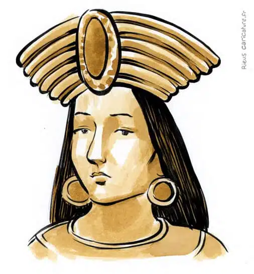 Ritratto ad acquerello seppia di Túpac Yupanqui — Sapa Inca — ~1441–1493 · Sébastien Rieu