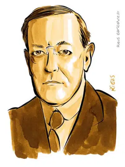 Ritratto ad acquerello seppia di Woodrow Wilson — 28e Président — 1856–1924 · Sébastien Rieu