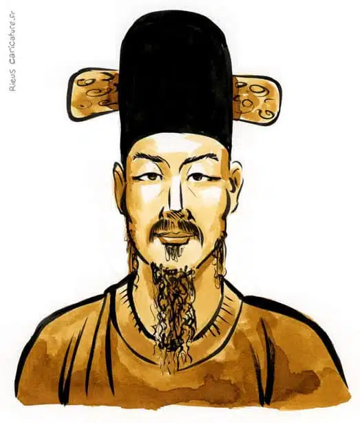 Ritratto ad acquerello seppia di Yi Sun-sin — Amiral — 1545–1598 · Sébastien Rieu