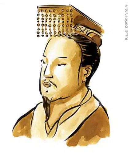 Ritratto ad acquerello seppia di Yu le Grand — Fondateur dyn. Xia — ~2200 av. J.-C. · Sébastien Rieu