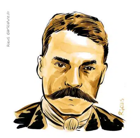 Ritratto ad acquerello seppia di Emiliano Zapata — Révolutionnaire — 1879–1919 · Sébastien Rieu