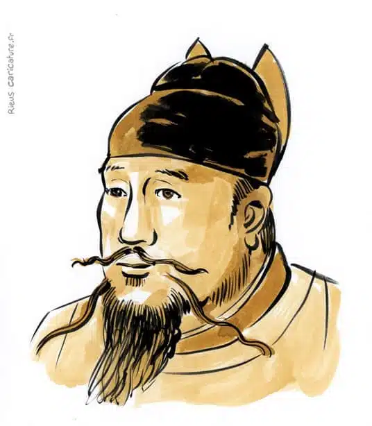 Ritratto ad acquerello seppia di Zheng He — Amiral explorateur — 1371–1433 · Sébastien Rieu